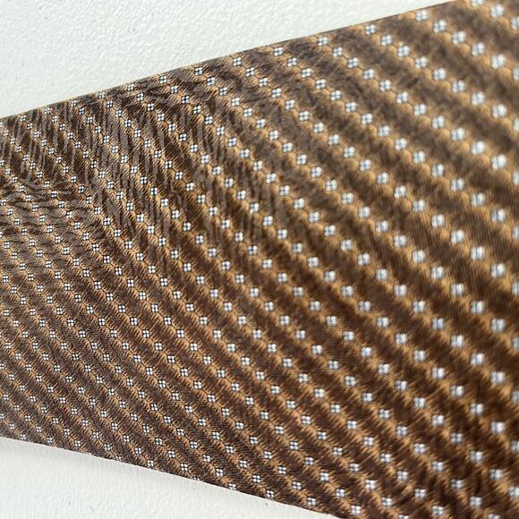 Versace Italy Silk Neck Tie Mens Handmade Brown Geometric Pattern - Picture 2 of 7